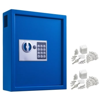 Adir Office 40-Key Steel Digital Lock Key Cabinet Blue W/100 Key Tags