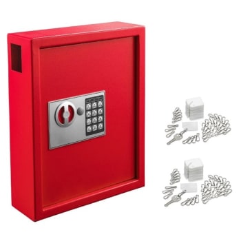 Image for Adir Office 40-Key Steel Digital Lock Key Cabinet Red W/100 Key Tags from HD Supply