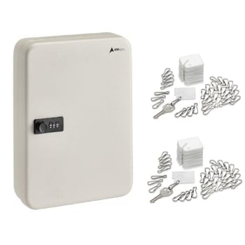 Adir Office 48-Key Steel Secure Key Cabinet W/comb Lock White W/100 Key Tag
