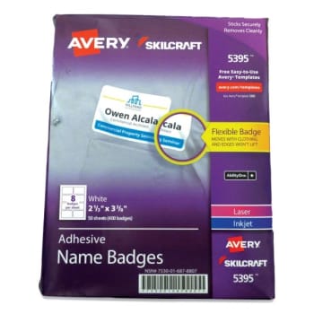 Image for Skilcraft Adhesive Name Badges 2.33 X 3.38 White from HD Supply