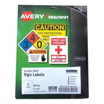 Image for Skilcraft Surface Safe Sign Labels 7 X 10 White from HD Supply