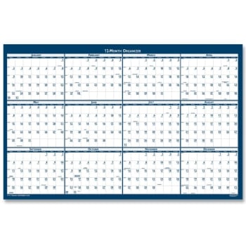 Skilcraft 2 Sided Dry Erase Calendar 24 X 37 White/blue Jan-Dec 2023