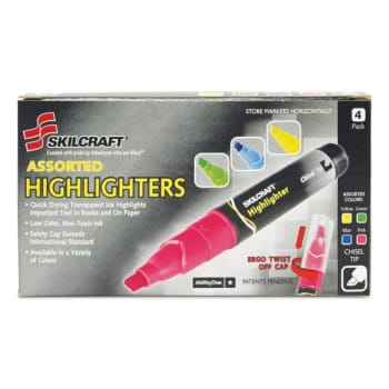 Image for SKILCRAFT Large Fluorescent Highlighter Asst Ink/Barrel Colors Chisel Tip from HD Supply