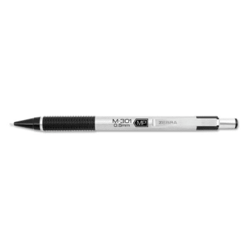 Zebra M-301 Pencil 0.5 Mm Hb #2.5 Black Lead Steel/black Accents Barrel