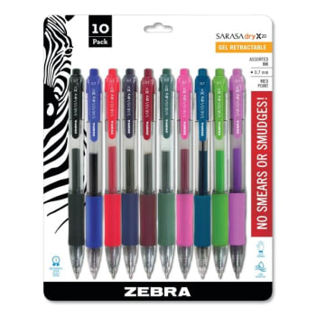 Zebra Sarasa Dry Gel X20 Gel Pen Medium 0.7 Mm Asst Ink/Barrel Colors