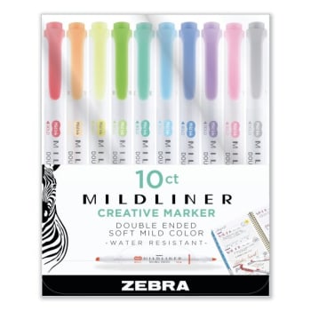 Image for Zebra Double Ended Hl Asst Ink/barrel Colors Bold-Chisel/fine-Bullet Tips from HD Supply