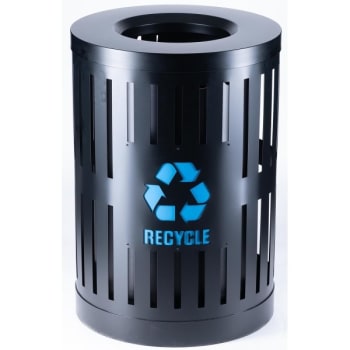 Image for Commercial Zone Parkview Dualcoat Recycling 34-gal Round Open-top Blue Logo from HD Supply