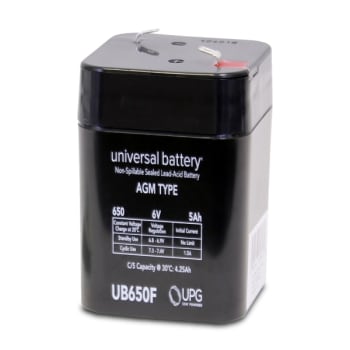 Image for Universal Power Group 6-Volt 5 Ah F1 Terminal Sealed Agm Rechargeable Battery from HD Supply