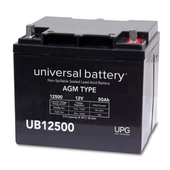 Image for Universal Power Group 12-Volt 50 Ah L2 Terminal Sealed Agm Rechargeable Battery from HD Supply