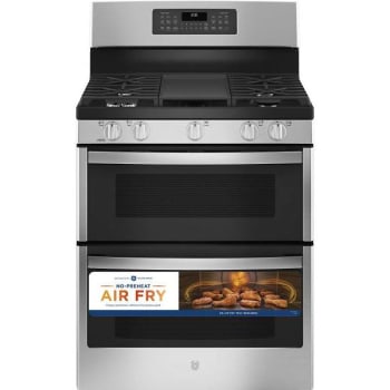 Image for GE® 30 In. 7 Cu. Ft. 5 Burner Gas Freestanding Range With Double Oven And Steam Clean In Stainless Steel from HD Supply