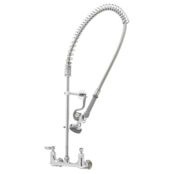 T & S Easyinstall Pre-Rinse, Spring Action, Wall Mount Base, 8" Centers, Wall Bracket