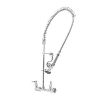 T & S Easyinstall Pre-Rinse, Spring Action, Wall Mount Base, 8" Centers, Wall Bracket