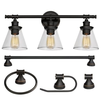 Image for Globe Electric Parker 5-Piece 3-Light Oil Rubbed Bronze 5-Piece Bath Light Set from HD Supply