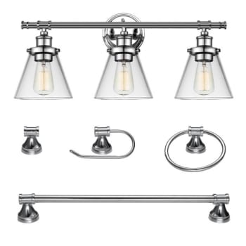 Image for Globe Electric Parker 5-Piece 3-Light Chrome Vanity Bath Light Set from HD Supply