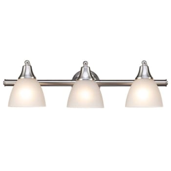 Image for Globe Electric Jayden 3-Light Brushed Steel Vanity Light Frosted Glass Shades from HD Supply
