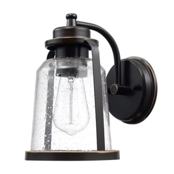 Image for Globe Electric Roth 1-Light Bronze Wall Lantern Sconce W Clear Seeded Glass from HD Supply