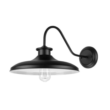 Image for Globe Electric Hawke 1-Light Outdoor Wall Sconce Black White Interior Shade from HD Supply