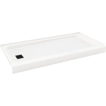 Image for Bootz 60X30 Left Hand Shower Base in White W-SQUARE DRAIN MATTE BLACK from HD Supply