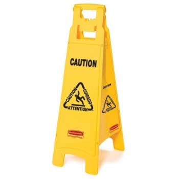 Image for Rubbermaid Yellow 2-Sided Multi-Lingual Floor Sign Package Of 6 from HD Supply