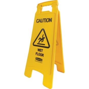 Rubbermaid Yellow Plastic 2-Sided Caution Wet Floor Sign 25" Package Of 6