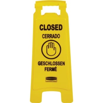 Image for Rubbermaid Yellow Plastic 2-Sided Multi-Lingual Floor Closed Sign 25" (6-Pack) from HD Supply