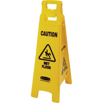 Rubbermaid Yellow Plastic 4-Sided Caution Wet Floor Sign 37" Package Of 6