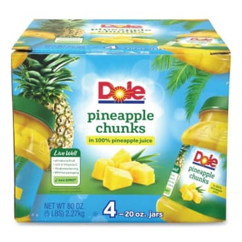 Image for Dole Pineapple Chunks In 100 Percent Juice 20 Oz Jars Package Of 4 from HD Supply