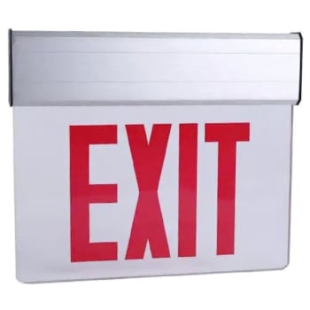 Image for Precision 3.1-Watt 120-277-Volt Led White Red Edge Lit Exit Sign 4.8-Volt from HD Supply