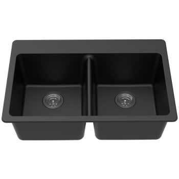 Image for Winpro 33" X 22" X 9.5" Dual Mount Granite Double Equal Bowl Sink In Black from HD Supply