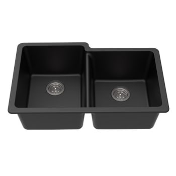Image for Winpro 33" Undermount Granite Offset Double Bowl Sink In Black from HD Supply