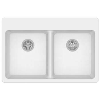 Image for Winpro 33" Dual Mount Granite Double Bowl Sink In White from HD Supply