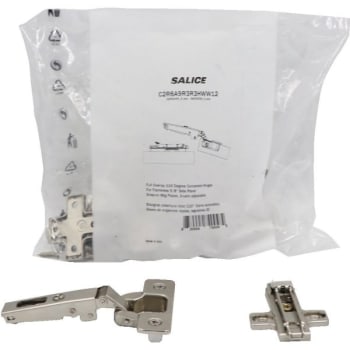 Image for Salice Full O/L Self Closing Frameless Hinge,5/8"side Panel,Dowels,Package Of 2 from HD Supply