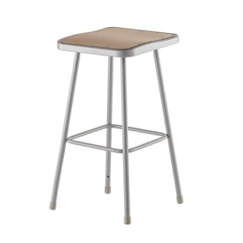 National Public Seating 30" Heavy Duty Square Seat Steel Stool, Grey
