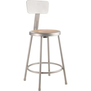 Image for National Public Seating 24"heavy Duty Steel Stool With Backrest, Grey from HD Supply