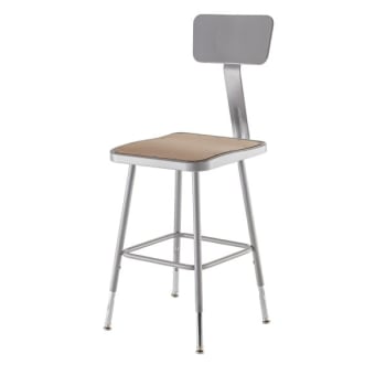 National Public Seating 19"-27" Height Adjustable Square Seat Steel Stool