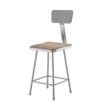 National Public Seating 24" Heavy Duty Square Seat Steel Stool With Backrest