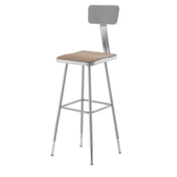 National Public Seating 32"-39" Height Adjustable Heavy Duty Square Stool, Grey