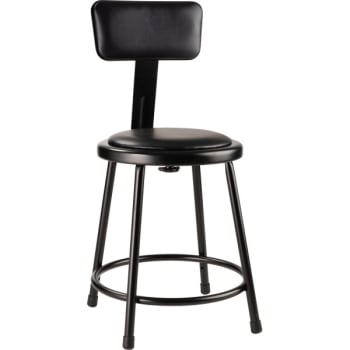 National Public Seating 18"Heavy Duty Vinyl Padded Steel Stool With Backrest