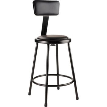 National Public Seating 24"heavy Duty Vinyl Padded Steel Stool With Backrest