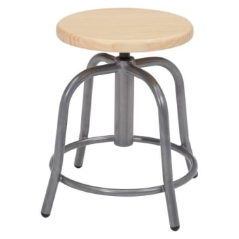 Image for National Public Seating 19" - 25" Height Adjustable Swivel Stool, Wooden Seat from HD Supply