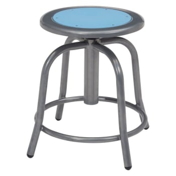 National Public Seating 18" - 24" Height Adjustable Swivel Stool, Blueberry Seat