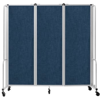 National Public Seating Room Divider, 6' Height, 3 Sections, Blue Panels