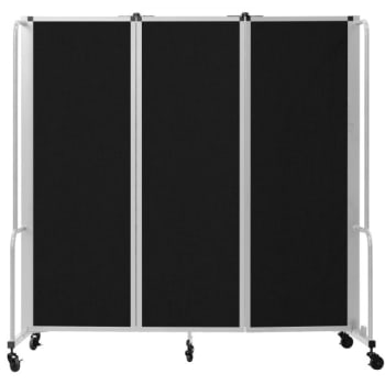 National Public Seating Room Divider, 6' Height, 3 Sections, Black Panels