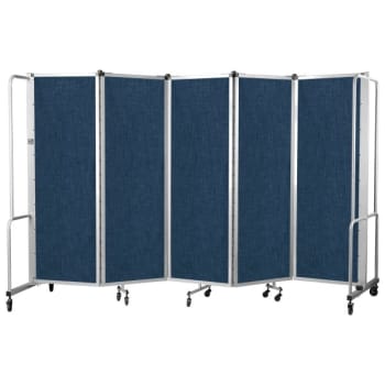 National Public Seating Room Divider, 6' Height, 5 Sections, Blue Panels