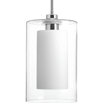 Image for Progress Lighting Double Glass 14 in. 1-Light Pendant Fixture (White) from HD Supply