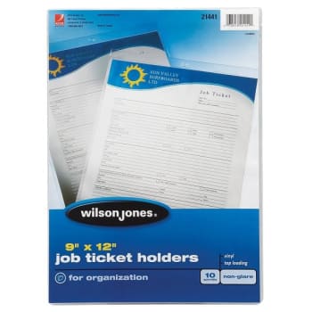 Wilson Jones® Clear Vinyl Job Ticket Holder 9" X 12", Package Of 10