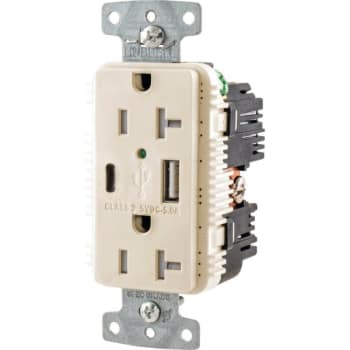 Image for Hubbell® 20 Amp 125 Volt Decorator Duplex  Standard Outlet Type A and C USB Charger (Light Almond) from HD Supply