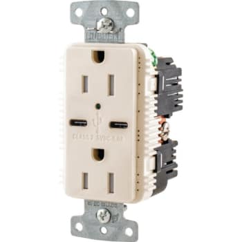 Image for Hubbell® 15 Amp 125 Volt Duplex Standard Out w/ Type C USB Charger (Light Almond) from HD Supply