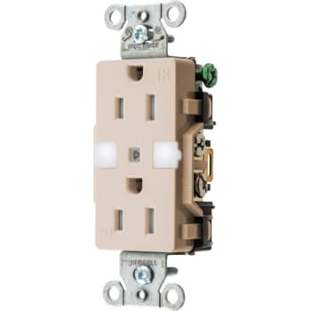 Image for Hubbell® 15 Amp 125 Volt Decorator Nightlight Duplex Standard Outlet (Light Almond) from HD Supply