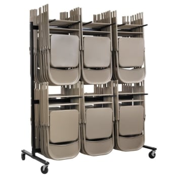 Alpine Industries Adir Office Two Tier Folding Chair Cart, 84 Chair Capacity